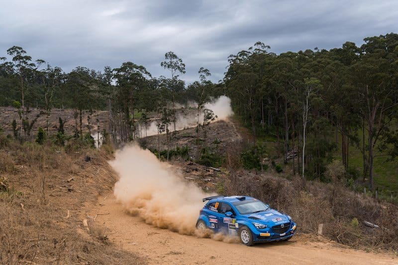 Brendan Reeves in action at Rally Australia in 2017.