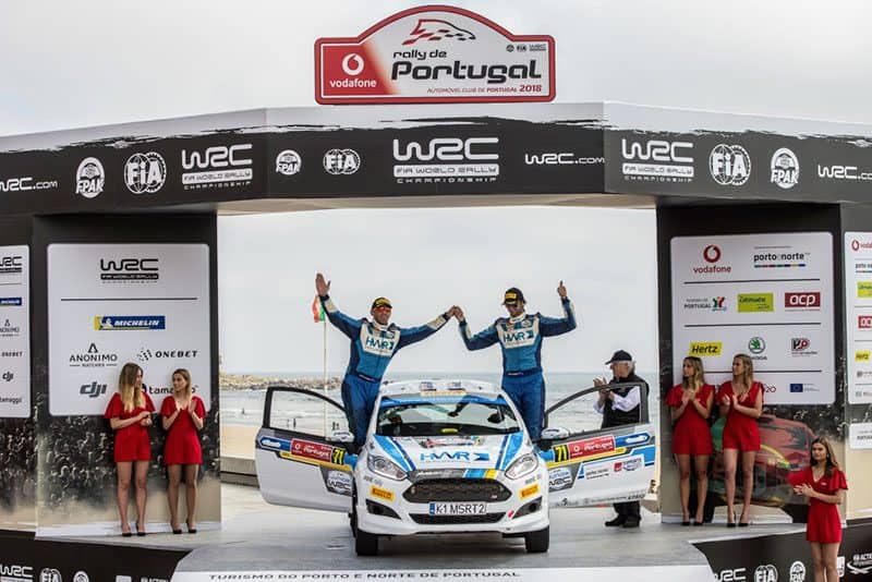 David Holder and Jason Farmer celebrate their podium finish in Portugal.